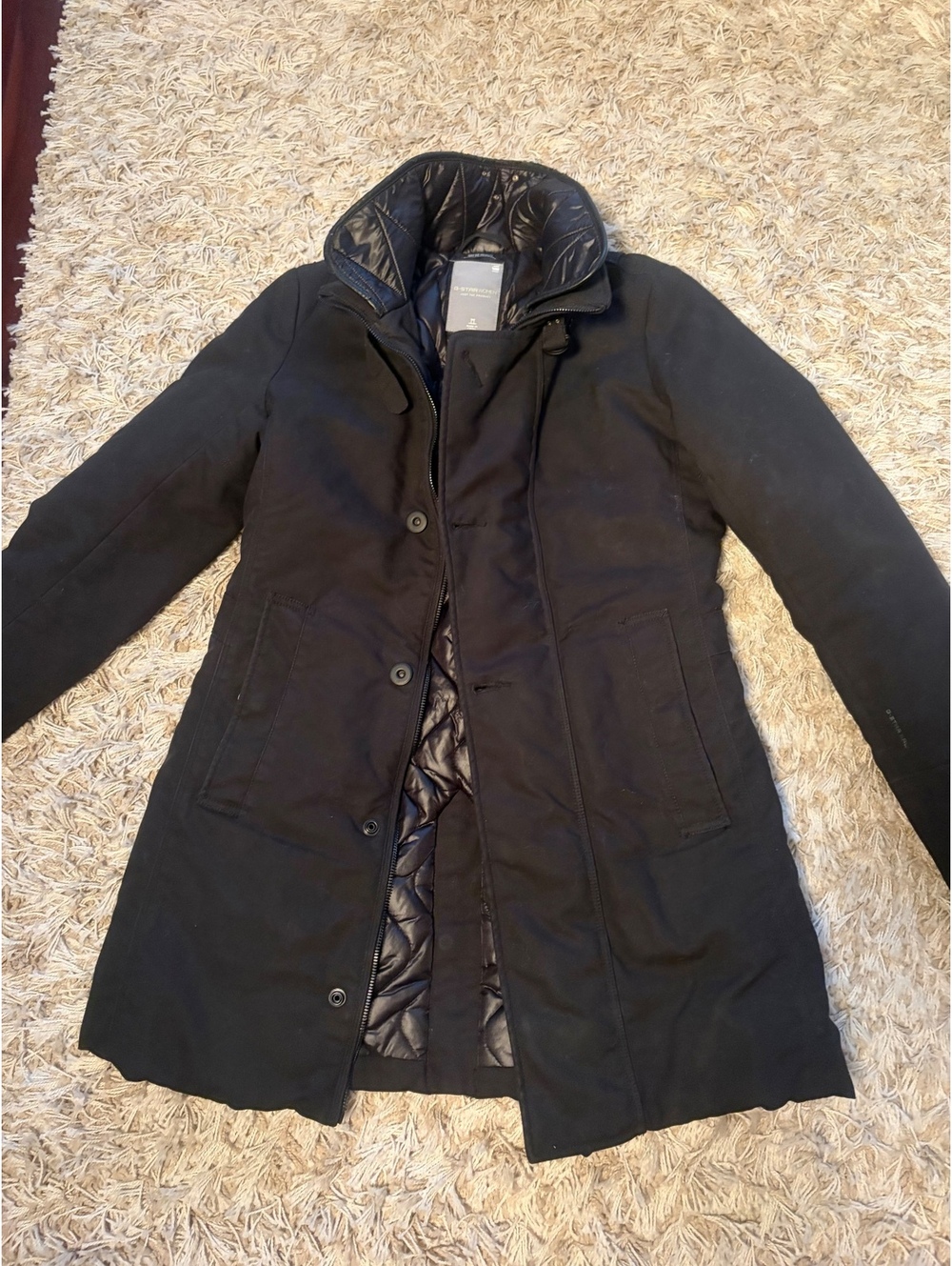 G-Star Black Quilted Lined Coat Jacket